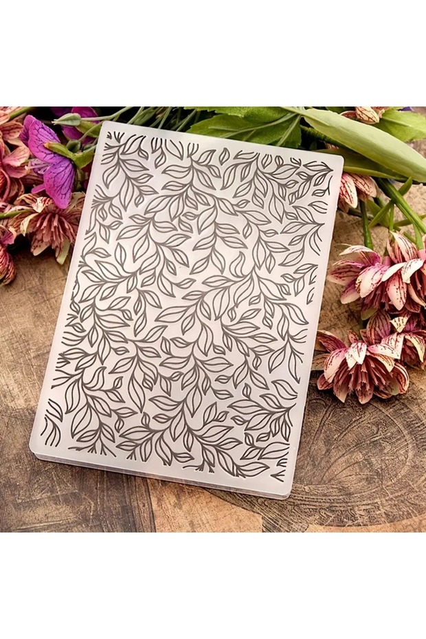 black 1Pc Embossing Folder Leaf Background Pattern Plastic Embossing Folder Machine Template for Car - 5
