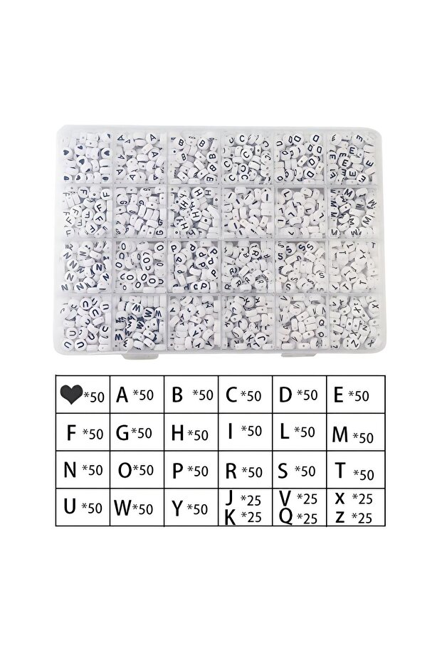 Black 1200pcs Round Letter Beads for Jewelry Making,With Crystal Line White A- Z Alphabet Acrylic Be