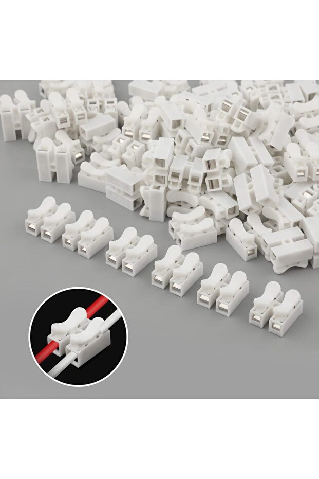 2pin 50pcs 50pcs Push Quick Wire Cable CH2 Connector 10A 220V 2 Pin Push-in Spring Loaded Electrical
