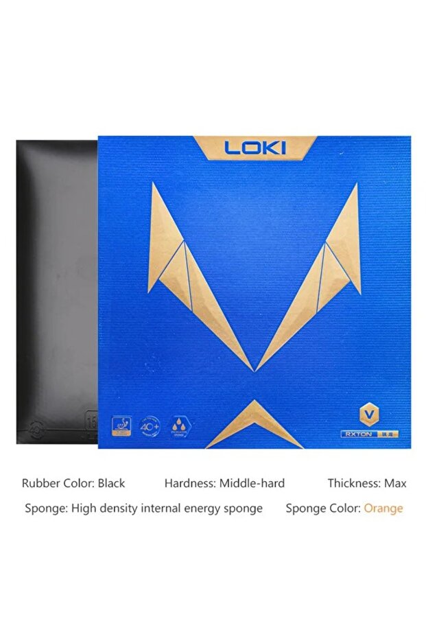 كرة تنس طاولة سوداء من نوع LOKI RXTON 5 عالية المرونة، ذات نتوءات حمراء لاصقة عالية الكثافة...
