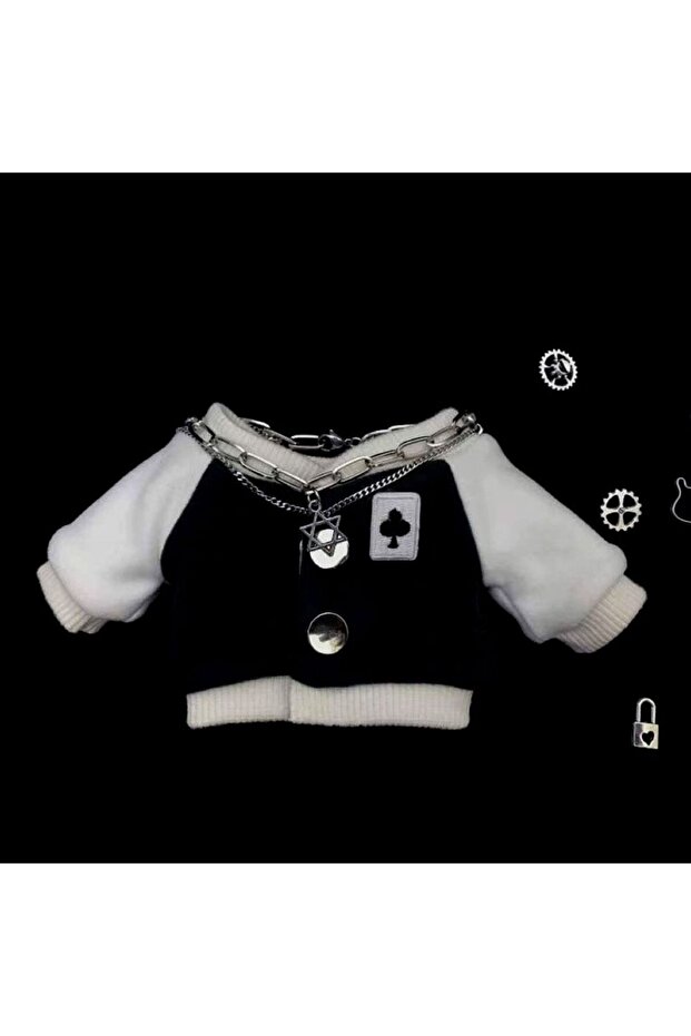 black-white 20cm Doll Clothes Cotton Stuffed Dolls Embroidery Jackets Baseball Uniform Black/White/R