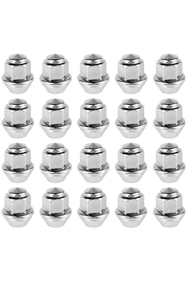 20pcs 20Pcs Wheel Nuts For Ford Wheels M12x1.5 19mm Hex Wheel Nuts 60 Degree Taper Carbon Steel Plat