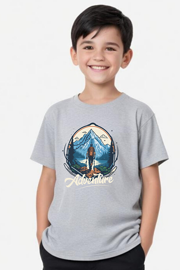 Mountain Adventure Printed Boy's Short Sleeve T-Shirt