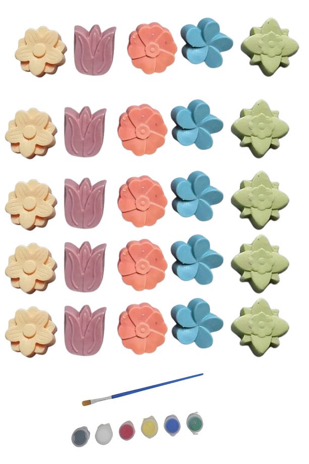 Eğitici Etkinlik Çiçek Bahçesi Taş Boyama Seti 9 cm 2 boyutlu 6 adet Mega Boy - 3