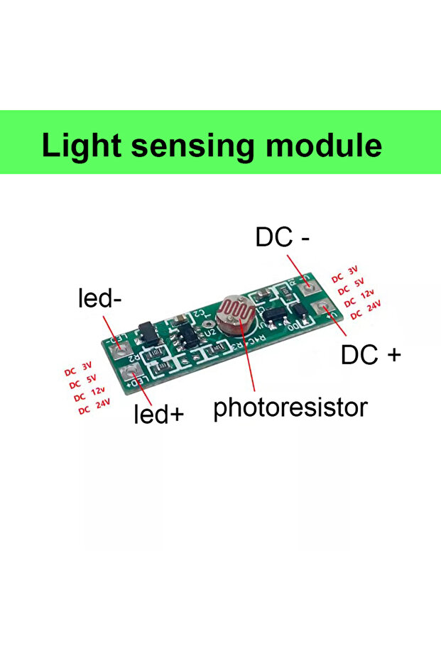 ضوء مضاء فقط في الليل، وحدة إضاءة 1 قطعة، مستشعر ضوء صغير 8 مم، مفتاح تشغيل تلقائي، مستشعر ضوء - 1