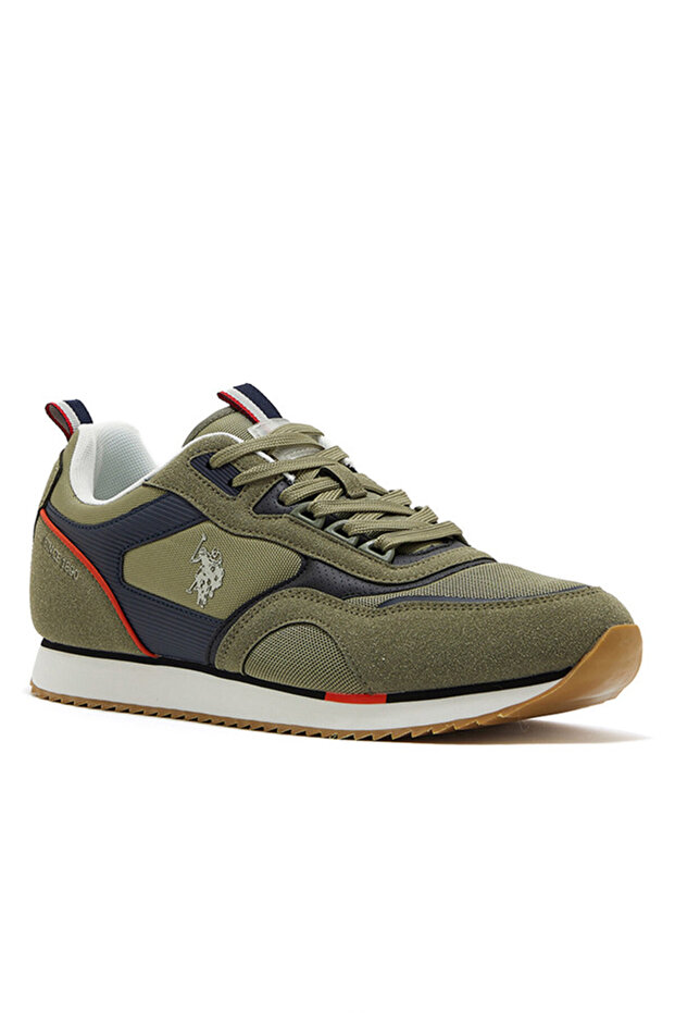 Men's Khaki Low-Top Sneakers - Lightweight Timeless Lace-Up Style, Ideal for Casual Outings