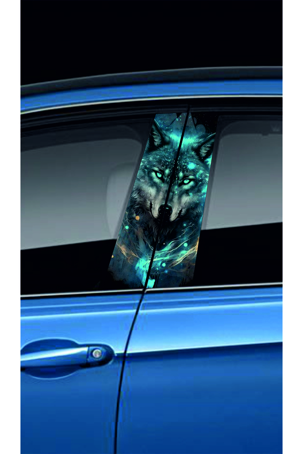 Car Door Post Cover Foil (Right Left Set) (2 Pieces) - 22X52 cm