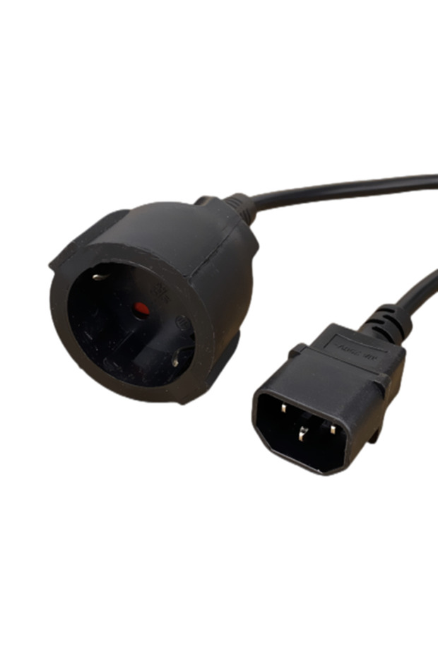 كابل UPS PDU أسود بطول 30 سم، كابل تمديد طاقة من نوع IEC C14 إلى مقبس Schuko الأوروبي بطول 30 سم، كابل طاقة Schuko CEE7/4