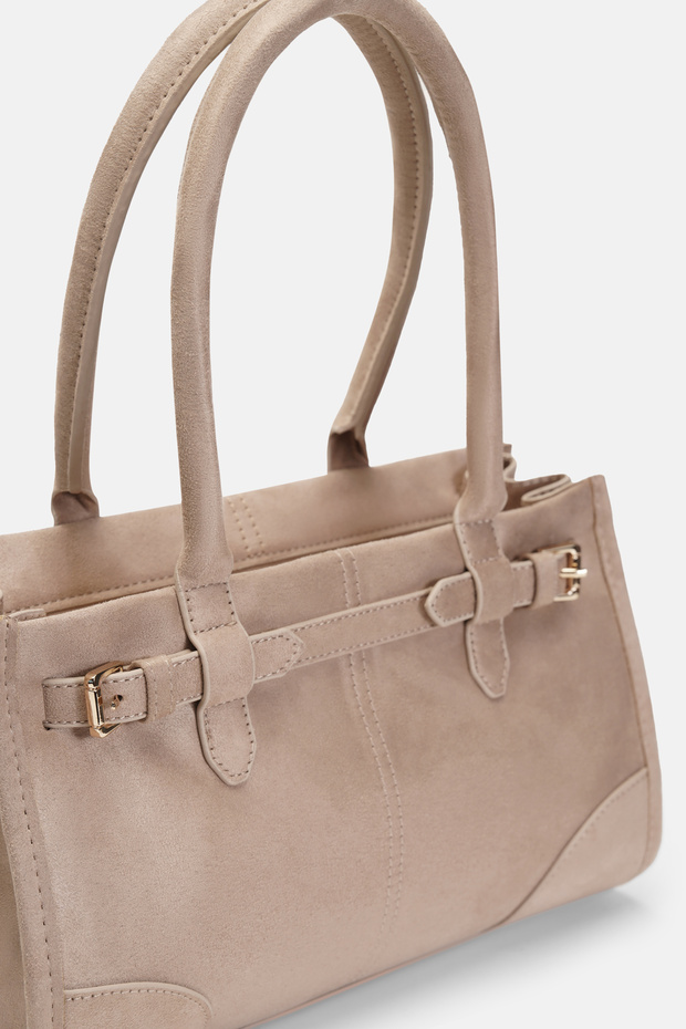 Bej Süet Baget Çanta - 4