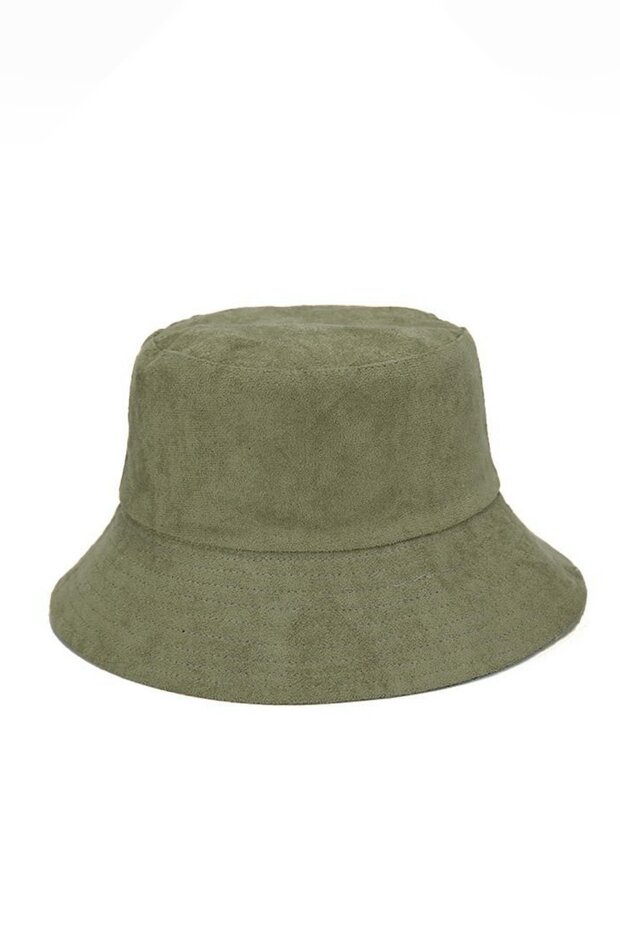 Unisex Suede Textured Basic Bucket Bucket Model Hat