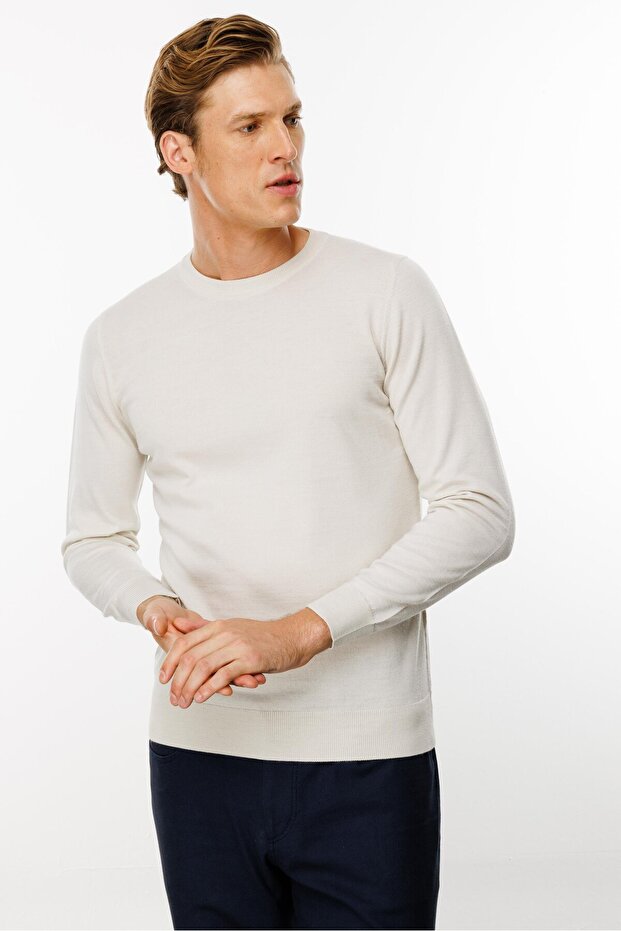 Men's Basic Zero Collar Thin Knitwear Sweater Bone - 8
