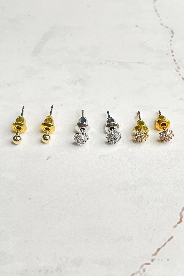 Minimal Üçlü Küpe Seti - 2