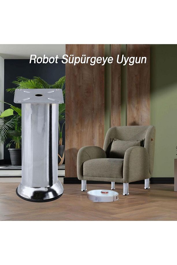Mobilya Ayak Krom Baza Koltuk Kanepe Yatak Çekyat Destek Ayağı 15 cm Metal Yükseltici Ayaklar 4 Adet - 7
