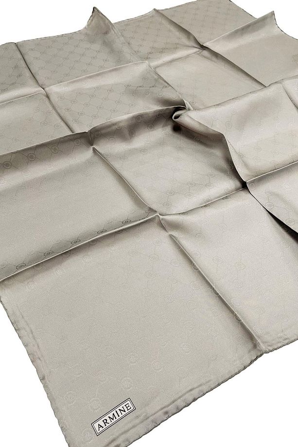 JAKARLI İPEK EŞARP 2000 (J) - MONOGRAM DESENLİ - 414 GRİ - 2