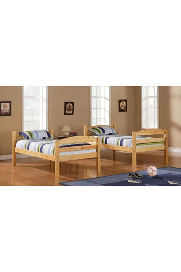 Pluto Ayrılabilir Doğal Ahşap Ranza - 2