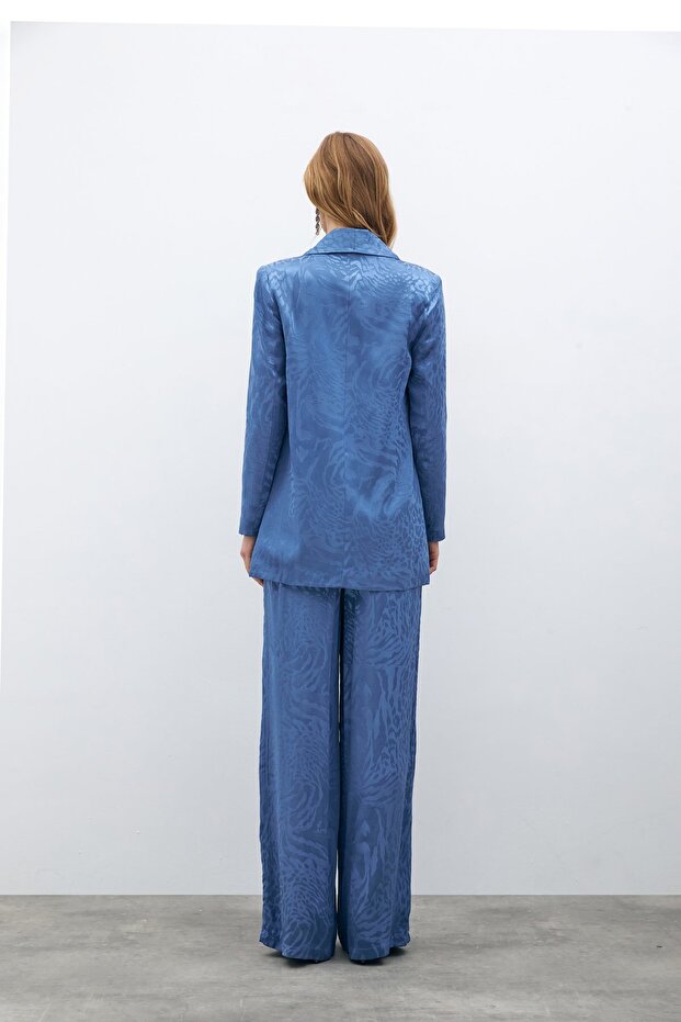 سترة ساتان منقوشة - نيلي - 7