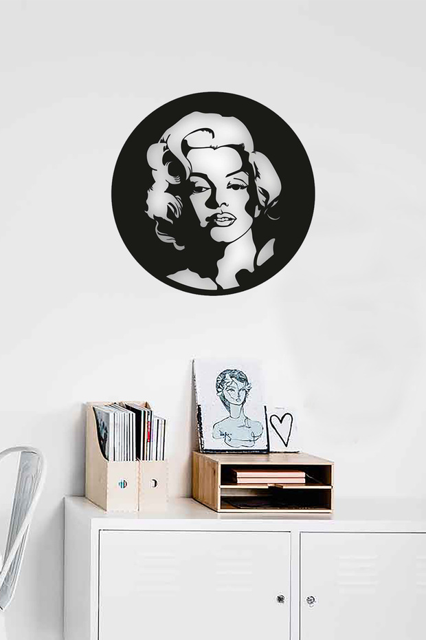 Black Wood Marilyn Monroe Wall Decor Wooden Painting for Living Room Living Bedroom 40X40 cm
