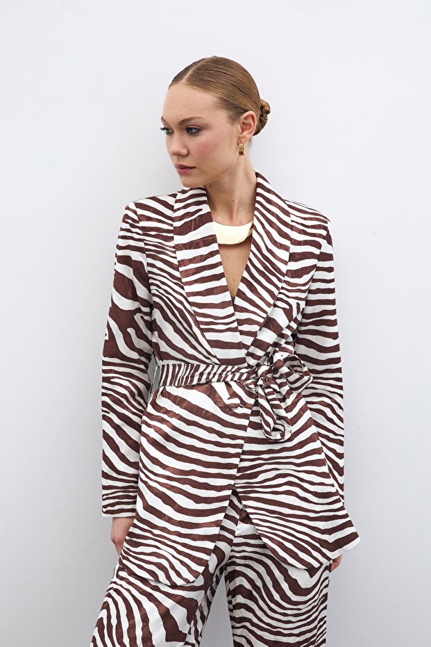 سترة حمار وحشي بحزام - بني - 1