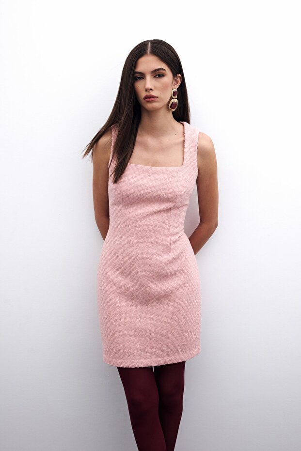 Mini Tüvit Elbise - Pudra - 3