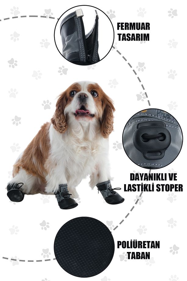 Köpek Ayakkabısı - Suni Deri Köpek Ayakkabısı - Poliüretan Taban Köpek Ayakkabısı - 8