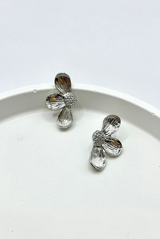 Women's Earrings 3 cm Half Flower Model Earrings