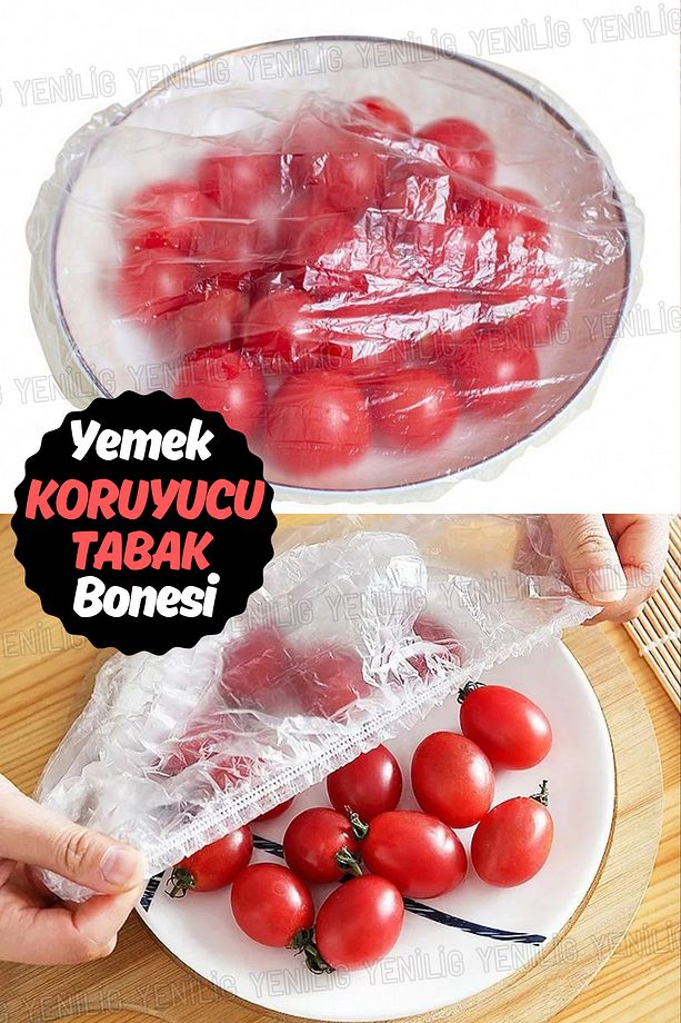 Yiyecek Tazeliğini Koruyan Tabak Bonesi Seti – 100 Adet Lastikli ve Sağlam 22 cm Örtü - 2