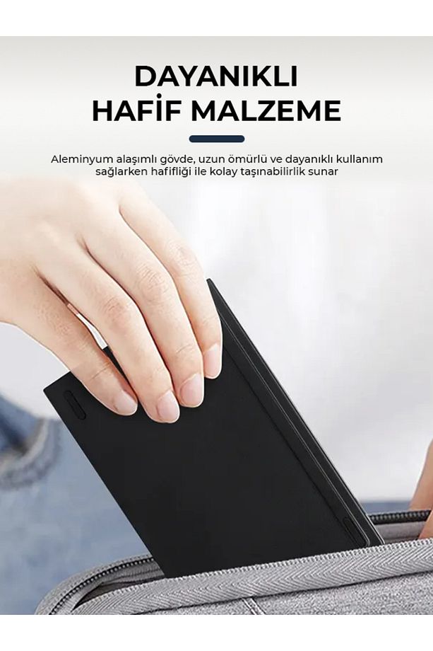 Ultra ince Katlanabilir Şarj Edilebilir Android/iOS/Windows Uyumlu Kablosuz Bluetoothlu Klavye - 3