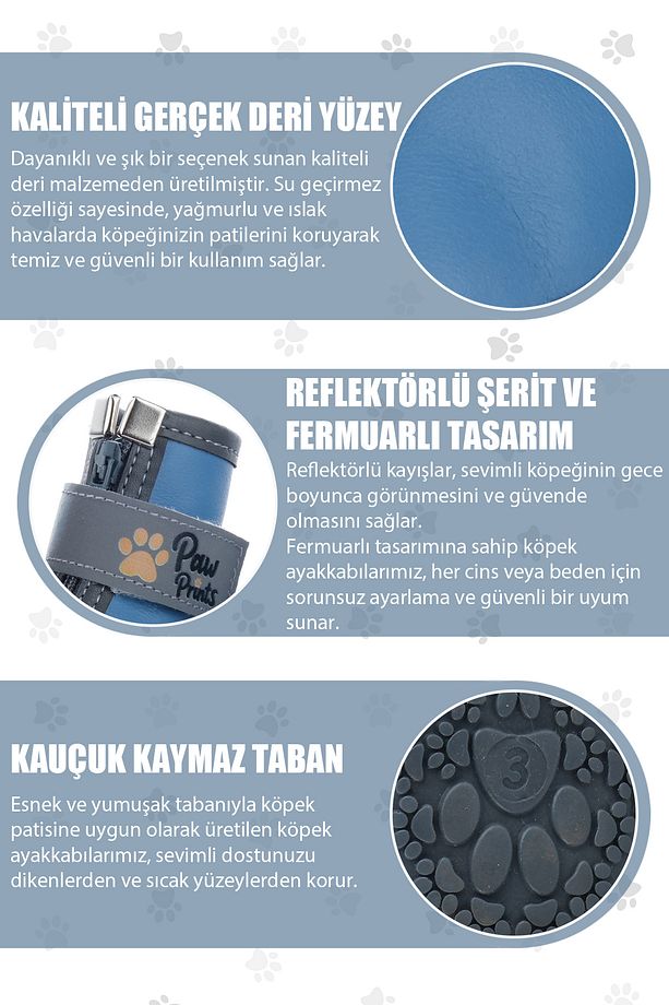 Kışlık Su Geçirmez Köpek Ayakkabısı, Deri Köpek Botu, Kauçuk Taban Köpek Ayakkabısı - 8