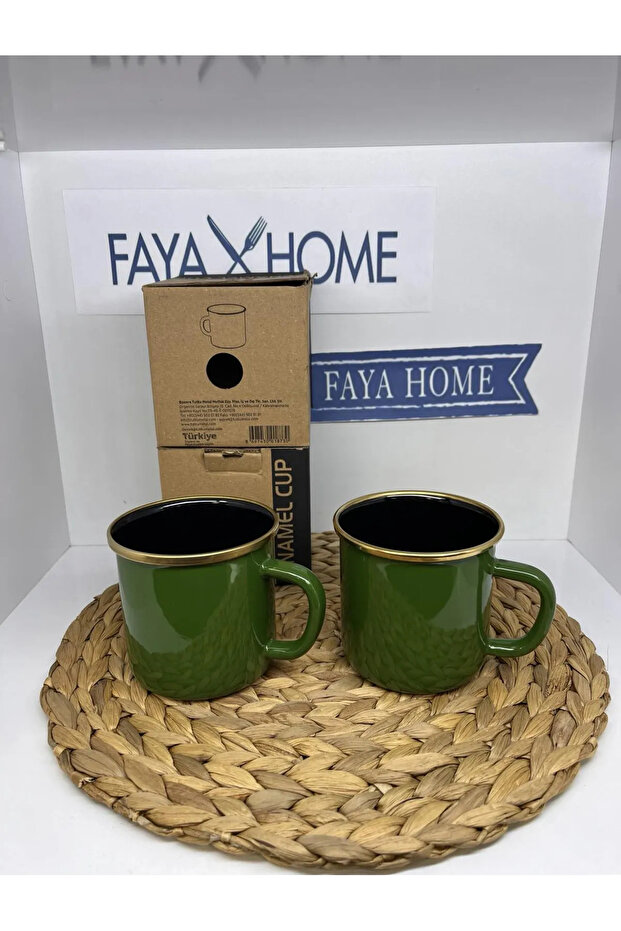 Green Enamel Zinc Camping Mug Mug - 2-Piece Cups and Hoops Mug 550Cc