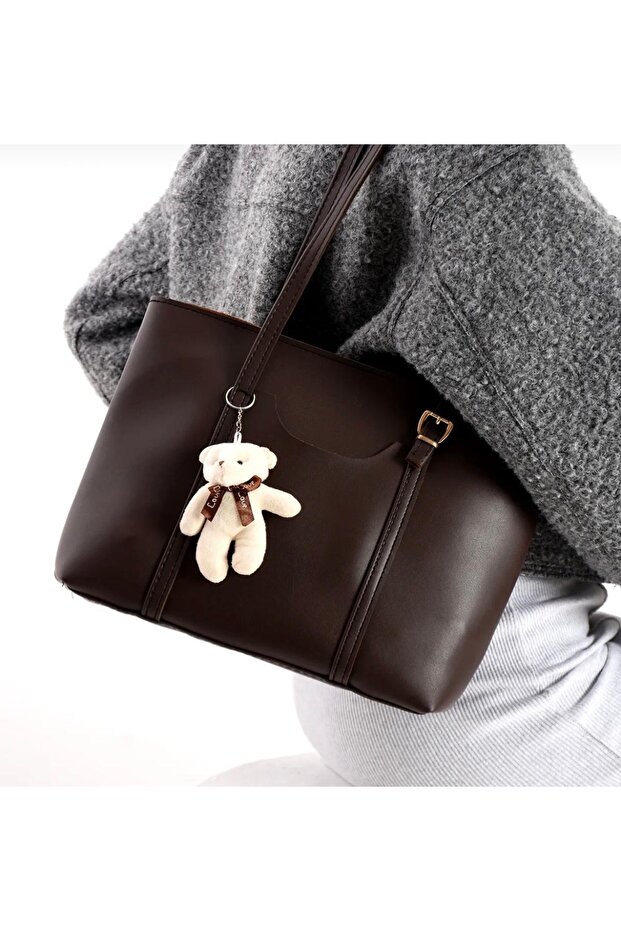 Zippered Shoulder Women's Bag with Teddy Bear Gift 25*35 cm