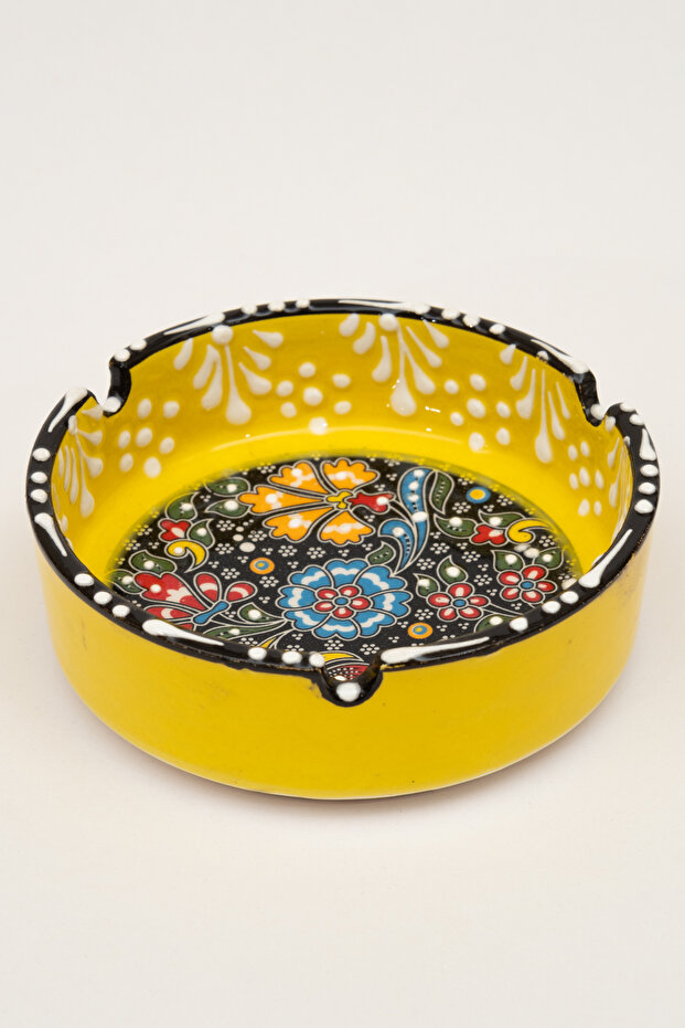 طبق رماد سيراميك دائري منقوش 1 قطعة - 2