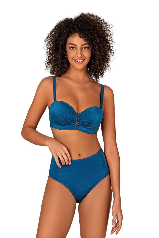 Petrol Blue Women's Bikini Set with Support and Accessories