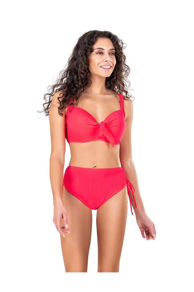 Women's Bow Detailed Pink Plus Size Bikini Set