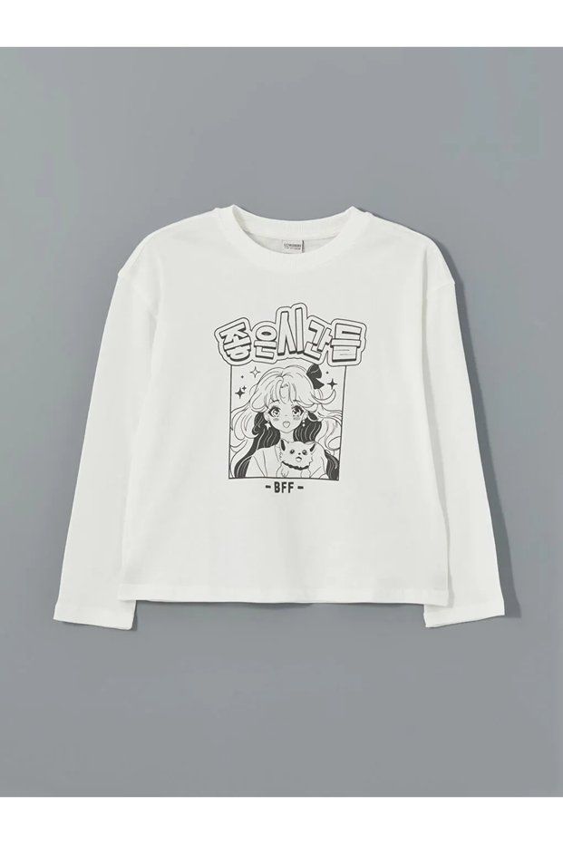 Lcw Kids Ecru Crew Neck Girls T-Shirt t t