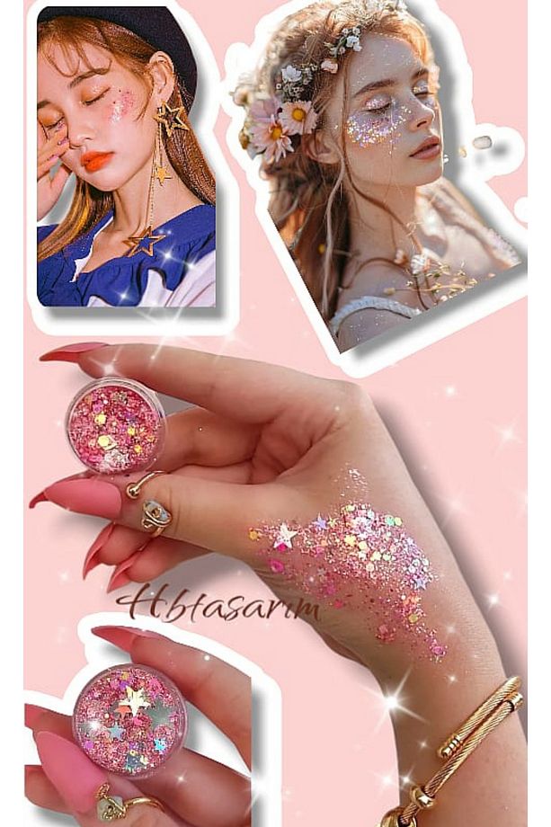 Parlak Glitter Simli Far Jel Forumlu Parlak Işıltılı Vücut-yuz Simi - 4