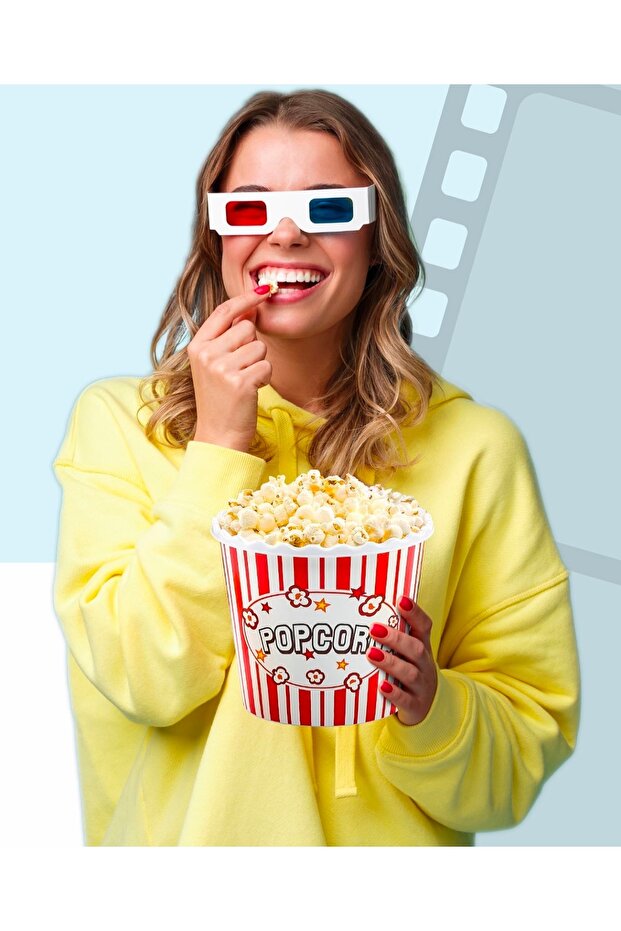 Popcorn Kutusu - 3'lü Patlamış Mısır Kovası - 3