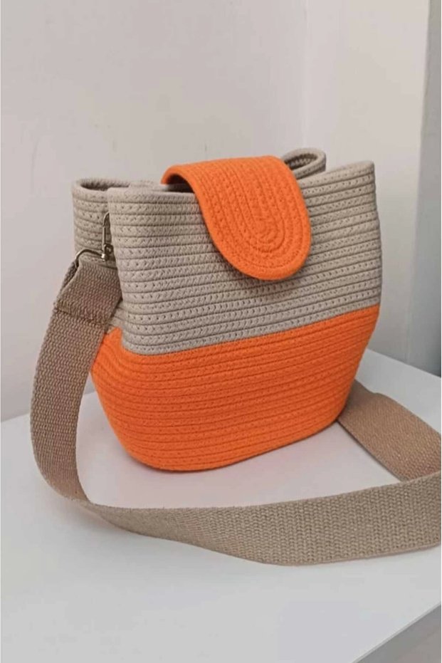 women's shoulder bag 100% cotton real cord rope design straw jute
