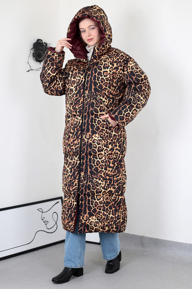 leopar çift taraflı mont - 2