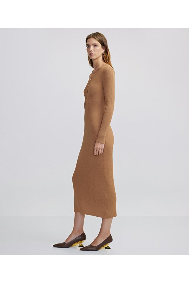 Cutout triko elbise - 5