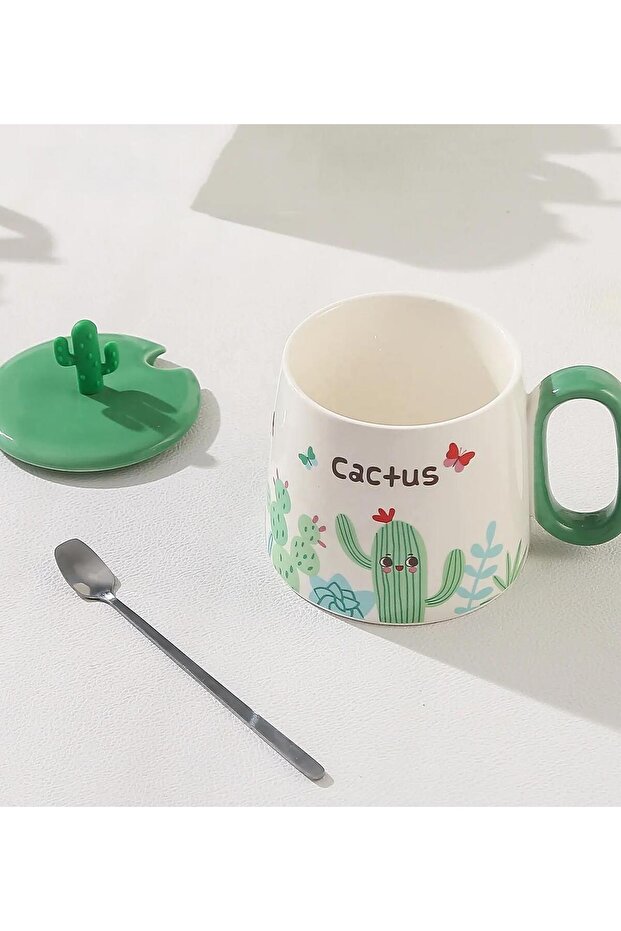 Kaktüs Temalı Seramik Kupa - 4