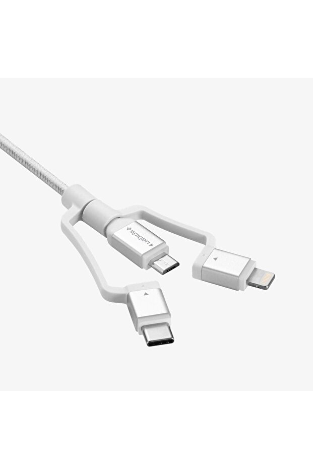 Essential 3in1 Lightning + Usb-c + Micro Usb Dayanıklı Naylon Örgü Hızlı Şarj Ve Data Kablo M - 4