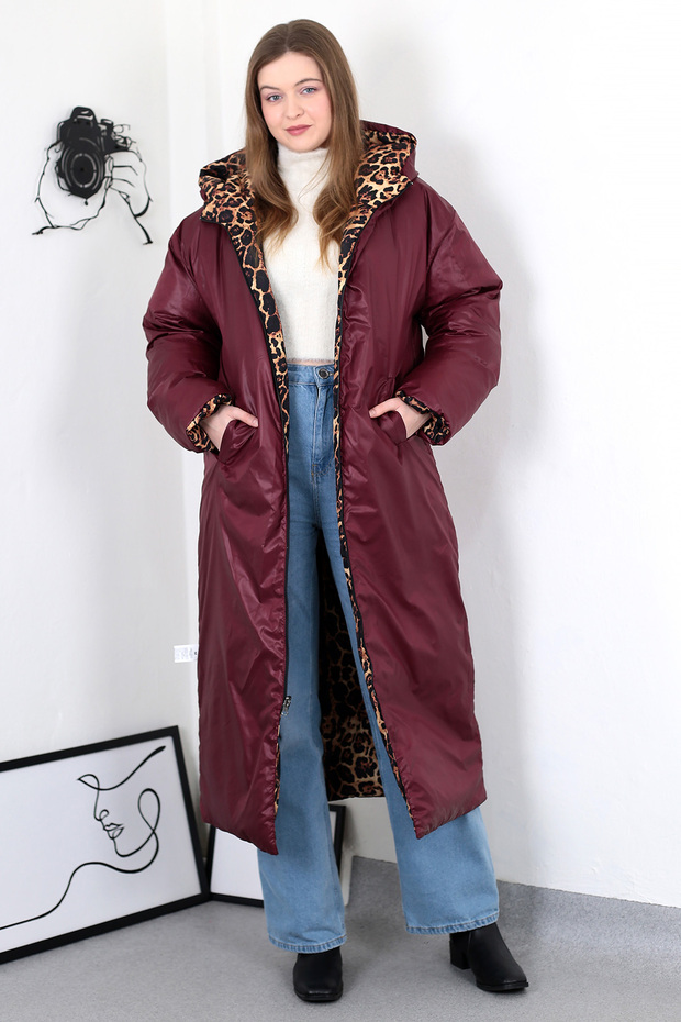 leopar çift taraflı mont - 1