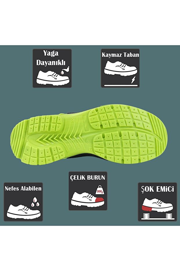 İş Ayakkabısı Çelik Demir Burunlu İş Güvenlik İnşaat Fabrika Ayakkabısı Bağcıklı Ayakkabı 42 Numara - 7