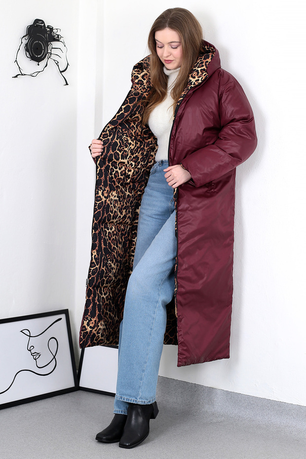 leopar çift taraflı mont - 6
