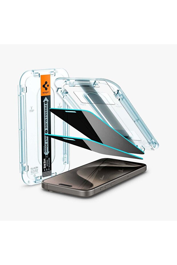 iPhone 15 Pro Max Ghost Glass Screen Protector Easy Installation, Glas.Tr Ez Fit Privacy (2 Pcs)