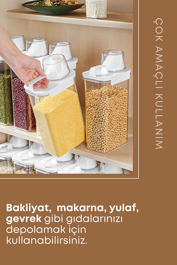 3 Lü Sızdırmaz Depolama Sıvı Toz Deterjan Saklama Kutusu- Ölçekli Kap 1100 ML 1800 ML 2300 ML - 6