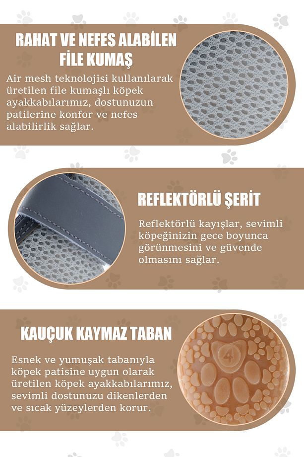 Köpek Ayakkabısı- Kaydırmaz Kauçuk Taban Köpek Ayakkabısı- Reflektörlü, Fermuarlı Köpek Ayakkabısı - 7