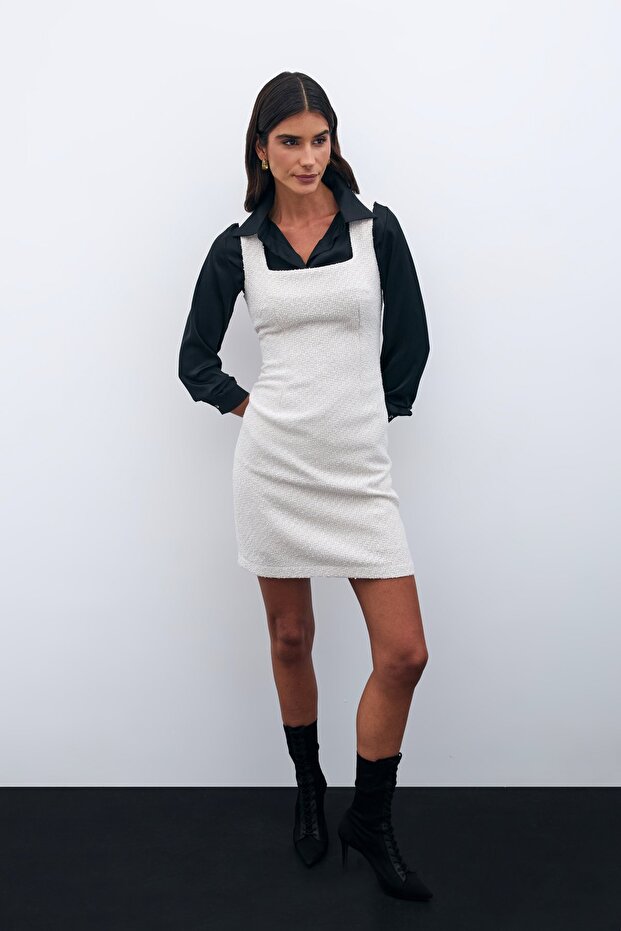 Mini Tüvit Elbise - Taş - 5