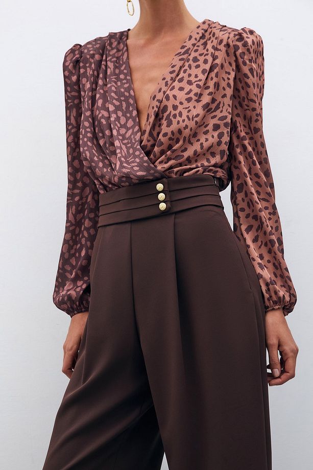 Bel Detaylı Pantolon - Kahve - 6