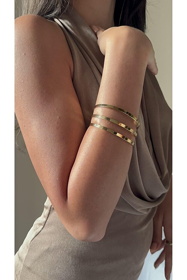 - Düz Basic Model Üçlü Çelik Ajda Bileklik - 3